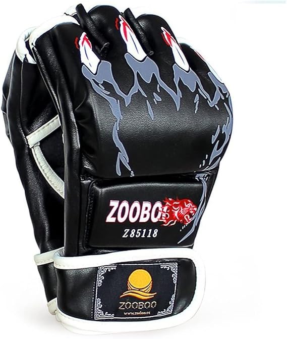 Half-Finger Boxing Gloves MMA UFC Punching Bag Gloves with Adjustable Velcro Wrist Band(Size: M&amp;L）-Black