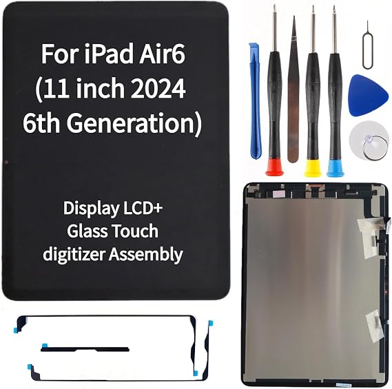 11" LCD Screen Replacement for iPad Air 11 inch M2 (2024) 6th Generation A2902 A2903 A2904 Display LCD + Glass Touch Digitizer Assembly Premium Repair Kit(Not for 13 inch) Factory Direct Supply