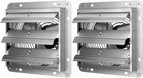 iPower 24 Inch Shutter Exhaust Fan Aluminum High Speed 1400RPM, 2750 CFM, 2-Pack, Silver