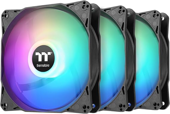 Thermaltake LE120 ARGB PWM Fan (3 Pack), PWM controlled 500~1500 rpm, 5V Motherboard Sync, 16.8 Million Colors 9 Addressable LEDs, Airflow 66.1 CFM, 120mm Hydraulic Bearing, Case Fan, CL-F204-PL12SW-A