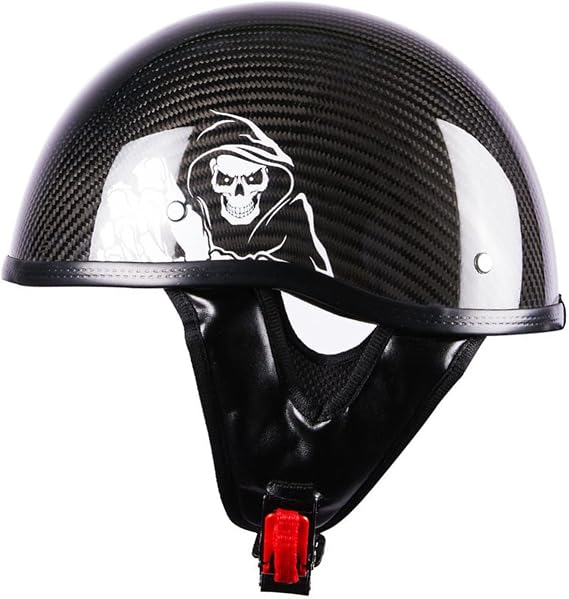 Carbon Fiber Half Helmet Motorcycle Skull Cap Helmet Scoop Helmet Retro Open Face Half Helmet DOT/ECE Certified Ride Helmet for Men and Women Moped Scooter Cruiser Chopper 5,(55-59CM)
