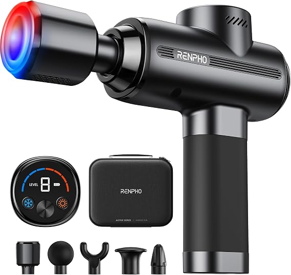 RENPHO Active Thermacool 2 Massage Gun with Intuitive Heat and Cold Control | VA Display Handheld Percussion 10mm Deep Tissue Massager for Neck Back Muscle, FSA Eligible Gift for Men, Athletes, Women HSA
