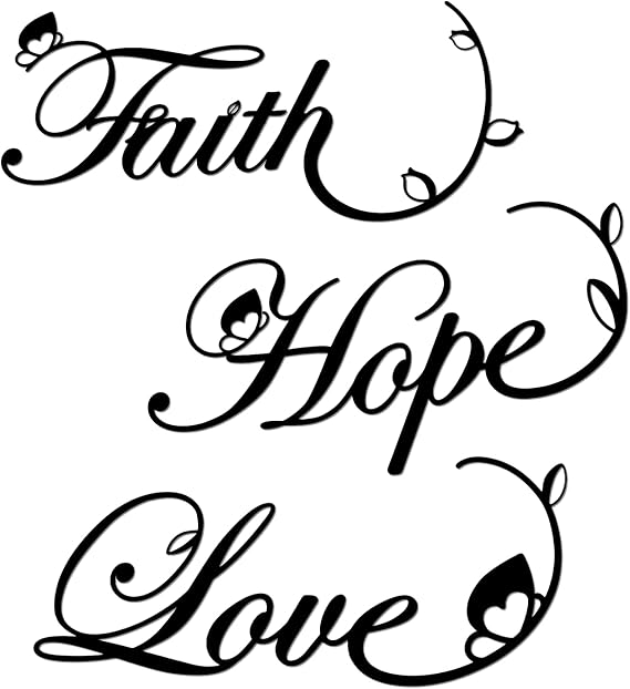 Faith Hope Love 3-Piece Metal Wall Art: Inspirational Wall Decor for Living Room, Bathroom & More