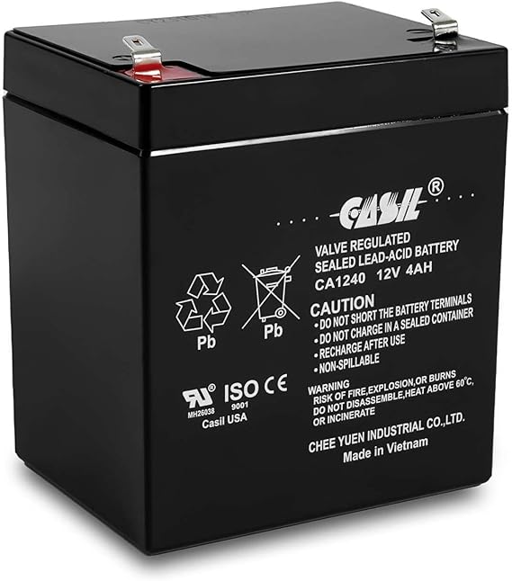 Casil CA1240 12V 4Ah SLA/AGM Sealed Lead-Acid Maintenance-Free Alarm Battery F1 Terminals