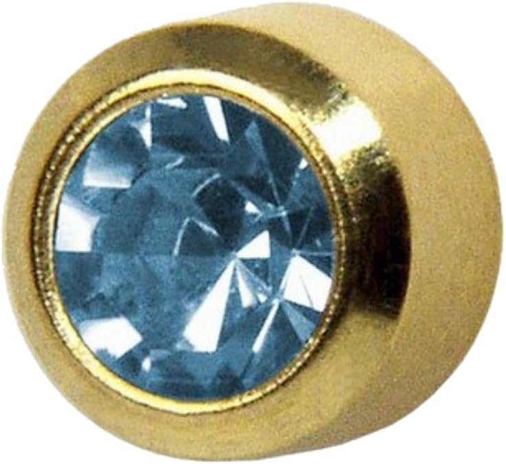 Studex March/Aquamarine Regular 4mm Gold Plated Bezel Setting Ear Piercing Stud Earrings Birthstone