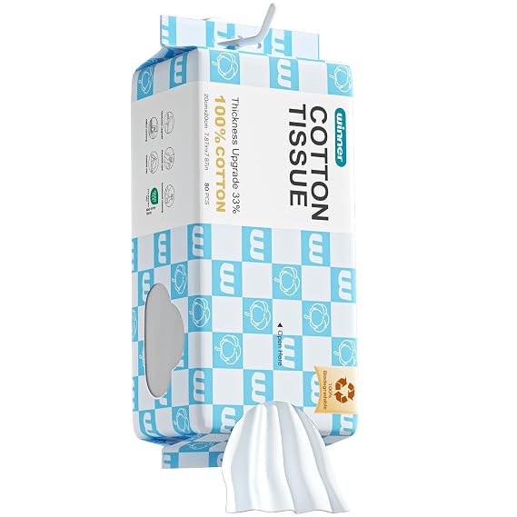 Winner Thicker Hangable Face Towels, 100% Cotton, 80 Count, 1 Pack | 33% Thicker Design, Hangable Pack, Unscented, Sensitive Skin, Face Cleansing, Makeup Removal