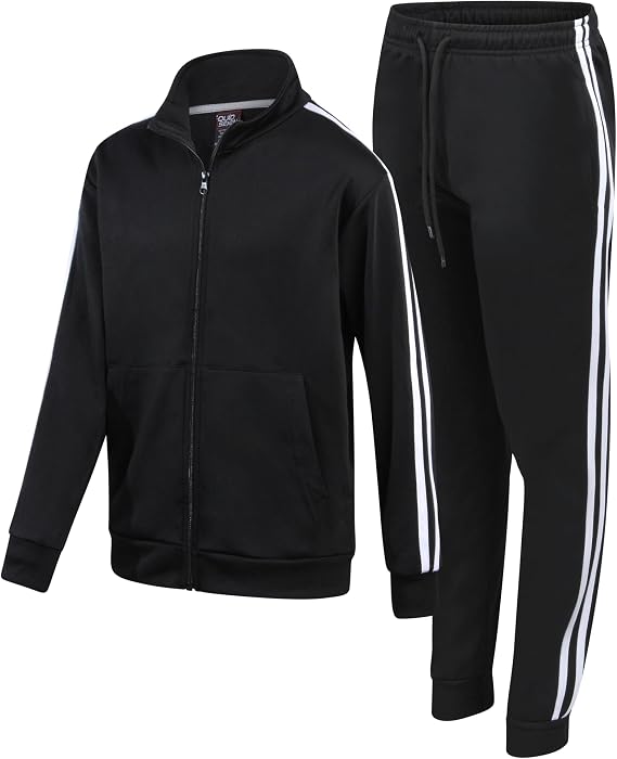 Quad Seven Boys Tracksuit Set - 2 Piece Athletic Tricot Zip Up Boys Sweatshirts and Jogger Pants Outfit (Sizes 4-18)