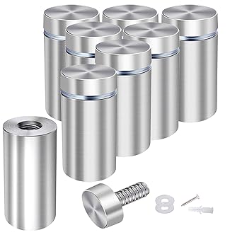 Osring 1in Dia x 2in Ln Wall Standoffs Stainless Steel Sign Standoff Holder, Brushed Nickel Advertising Nails Screw Mounting Hardware Holder for Acrylic Board and Sign Display, 8 Pack