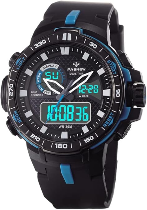 PASNEW Multifunction Watch - Large Dial, Waterproof, Outdoor Sports Watch for Teen Boys