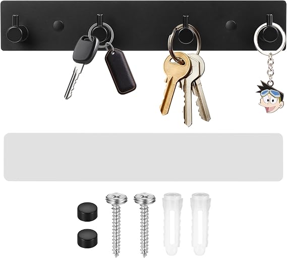 Coat Hooks Wall Mounted, Black Coat Hangers Rack Wall Mounted, Multi-Purpose Heavy-Duty Stainless Steel Wall Hook with 4 Hook for Hanging Clothes Towels Kitchen Bedroom
