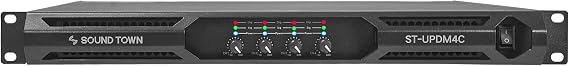 Sound Town Ultra-Lightweight 1U 4-Channel PA/DJ Power Amplifier, 4 x 1400W at 4-ohm, Supports 2, 4 & 8-ohm (ST-UPDM4C)