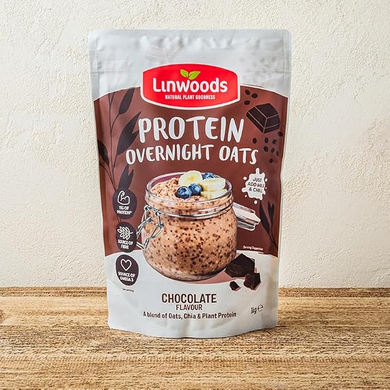 Linwoods (1x 1KG) Chocolate Protein Overnight Oats | Gluten Free Oats | Healthy Plant Based Breakfast