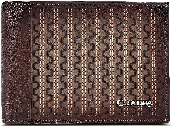 Cuadra Men's Wallet in Genuine Leather Bifold with Geometric Design Brown BC025RS (Brown)