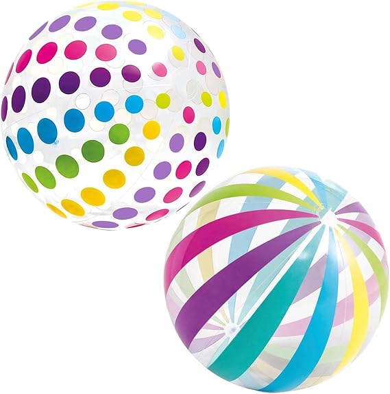 2 PCS Inflatable Beach Ball, 40cm Color Beach Ball, Summer Pool Games, Beach Party Balls, Lightweight and Durable, Outdoor Party Decoration