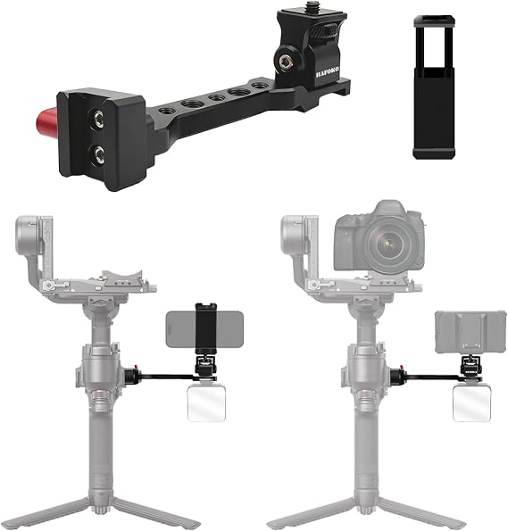 Aluminum Monitor Mount Phone Handle Compatible for DJI RS5-RS2 Serie Gimbal | Monitor Mount Compatible for DJI Ronin S4/RS4 PRO/RS3/RS3 PRO/Ronin S3 Mini/Ronin RS2/RSC2 Stabilizer,1/4" Cold Shoe