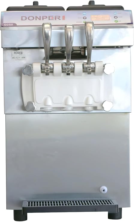 D250 Commercial Soft Serve Machine; Self-contained Air Cooled Countertop Model; Direct Drive Motor; 115V, 60Hz, 1500W Rated Input; 1/2 Horsepower Compressor; Automatic Consistency Control