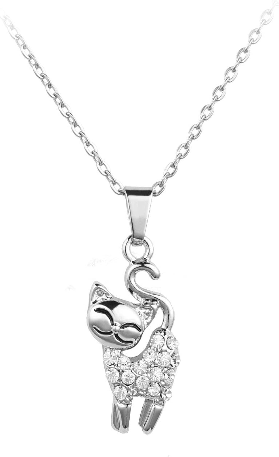 MiniJewelry Kitty Kitten Cat Pendant Necklace for Women Girls Cubic Zirconia Animal Pets Birthday Christmas Mother's Day Family Sisters