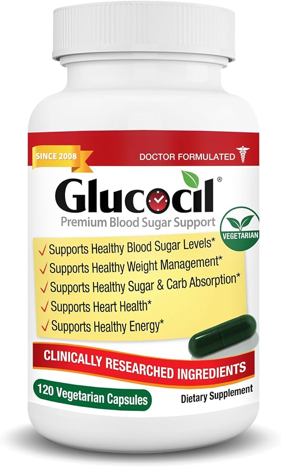 Glucocil Vegetarian Capsules - Premium Blood Sugar Support - Supports the 3 Essentials for Healthy Blood Sugar - with Berberine, Proprietary Mulberry Leaf, and More