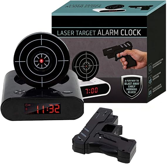 Target Alarm Clock with Gun,Shot Timer,Personalized Wake Shot Alarm Clock,Creative Clocks LED Display Ringtones Customization 2 Alarming Modes for Home, Office, Living Room (Black)