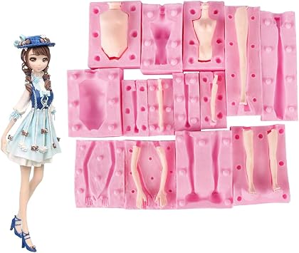7 Packs Dolls Body Leg Arm Model Man Lady Girl Child Body Silicone Fondant Molds Aromatherapy Plaster Clay Mold Chocolate Biscuit Sugar Craft Mould DIY Cake Decorating Supplies Baking Tools