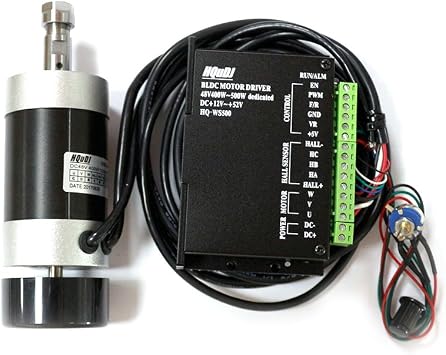 ER11 48V 400W 1200RPM brushless spindle motor WS5760-48 with air-cooled open and broken closed-loop drive HQ-WS500X