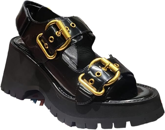 Jeffrey Campbell ECLECTIC Sandals Black Box Gold 8