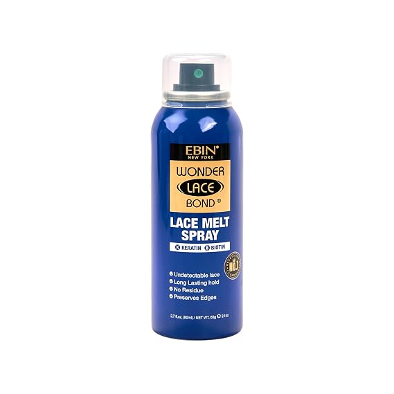 EBIN NEW YORK Wonder Lace Bond Melt Aerosol Spray, 2.7 Fl Oz | Extra Firm Hold, Lace Melting Spray with Keratin & Biotin, Humidity Resistant, Edge Safe, Natural Hairline