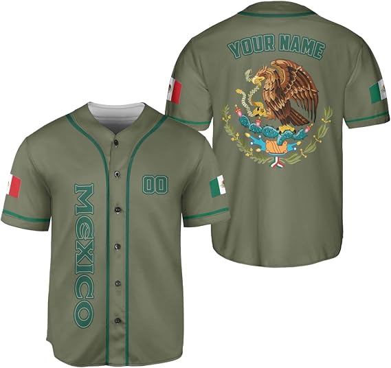 Mostefy Custom Mexico Baseball Jerseys Mexican Eagle & Flag Shirt for Teams, Mexico Shirts for Men & Women Size S-5XL