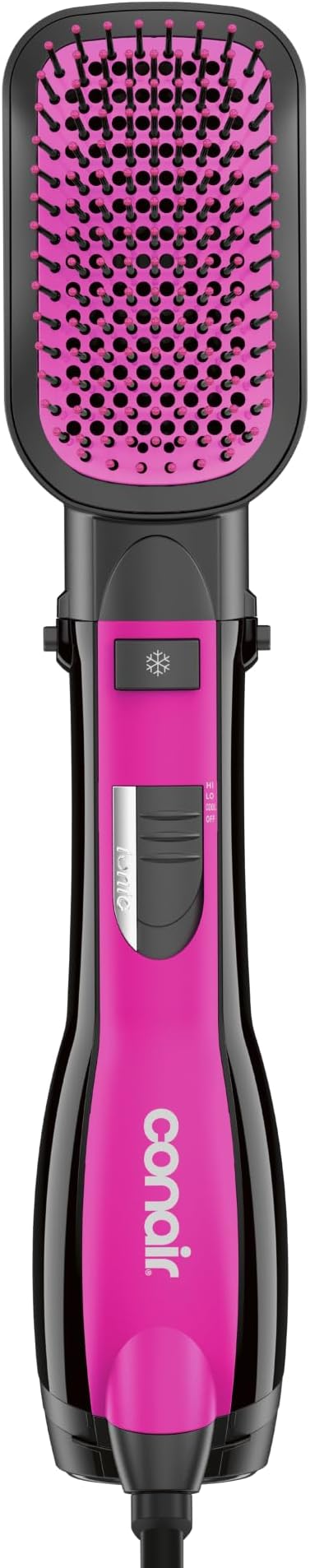 Conair All-in-One Hot Air Brush, Ionic Technology, Mixed Bristles, 1000W | Hair dryer brush for all hair types, ion generator helps reduce frizz, multiple heat settings, cool shot button, 6-foot cord