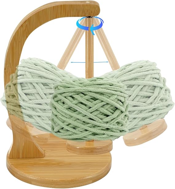 Thick&Thin Yarn Holder for Crocheting, Magnetic Wooden Yarn Spinner with Rotating Pendulum, Yarn Ball Dispenser Stand for Knitting Accessories, Crochet Gift for Knitting Lovers(Single axis Natural)