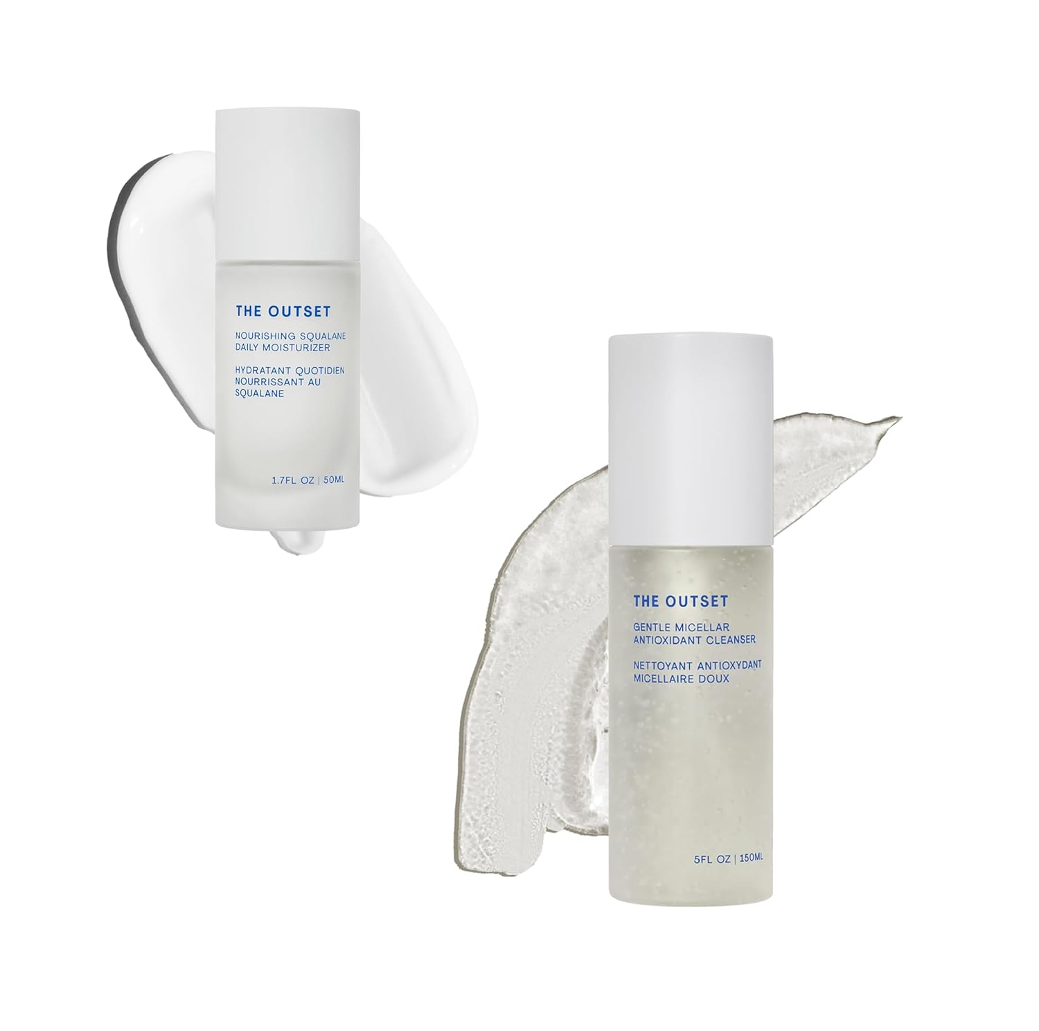 The Outset Nourishing Squalane Daily Moisturizer and Micellar Antioxidant Cleanser, Gentle, Fragrance Free Multi-Benefit - Hydrating, Brightening, Plumping and Anti-Aging - Clean, Vegan, Gluten Free
