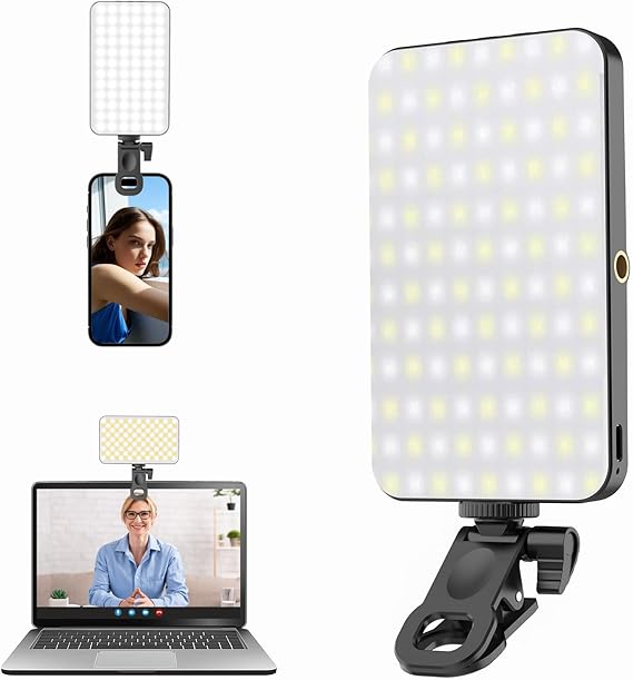 5000 mAh Portable Selfie Light for iPhone: Rechargeable Phone Fill Lights, Ring Light for Camera Picture, Makeup Photo, Video Conferences, Laptop Use, Zoom Meetings, TikTok, Vlog Photography