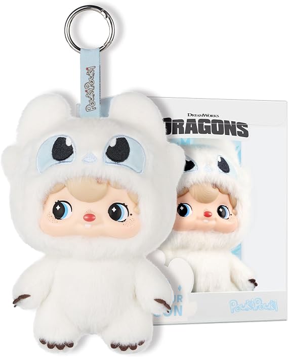 52TOYS PoukaPouka x Toothless How to Train Your Dragon- Light Fury Vinyl Face Plush Toy, Stuffed Animal Action Figures Collectible Toys with Soft and Adorable Design, Giftable Home Decorations