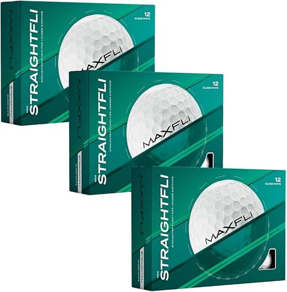 Maxfli StraightFli Golf Balls Gloss White, 36- Pack | Low Spin Distance Golf Balls for Straighter Shots | Soft Feel, Durable Ionomer Cover | for Beginners & Recreational Golfers