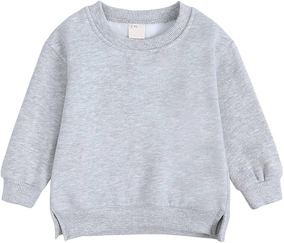 LNICAER Toddler Kids Baby Boys Girls Crewneck Pullover Sweatshirt Fleece Solid Color Coat Warm Fall Winter Clothes