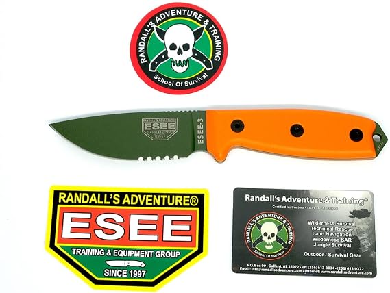 ESEE -3 Plain Edge No Sheathing OD Blades with Orange G10 Handles