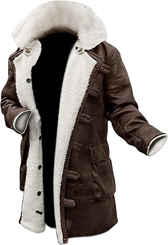 Winter Leather Jackets For Men Artificial Sheepskin Lapel Winter Warm Jacket Male Lamb Fleece Button Leather Coat