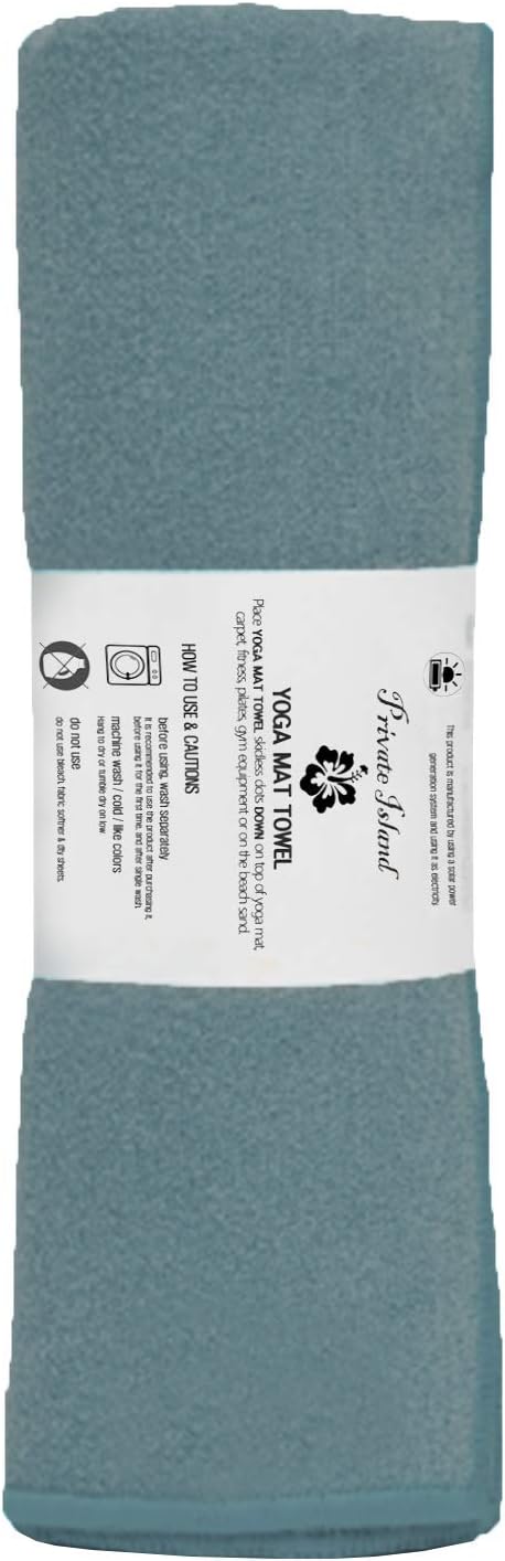 Private Island Hot Yoga Beach Mat Towel Non Slip Recycling Microfiber Quick Dry Compact Sand Water Sports Gym Picnic Blanket Outdoor Camping 24”x68” Green, Large