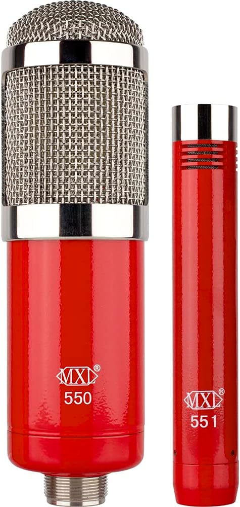 MXL 550/551R Microphone Ensemble with 550 Large Diaphragm and 551R Instrument Microphone - Red