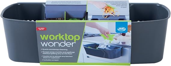 Worktop Wonder Hook It Onto Your Kitchen Drawers Or Cupboards Included Scraper Clear Away Peelings Crumbs And Bits