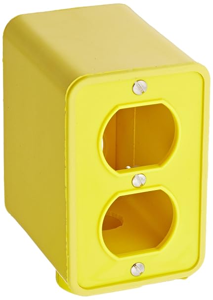 Woodhead 3000 Super-Safeway Multiple Outlet Box - Yellow, Electrical Mounting Box with NEMA 4 Enclosure, Standard Depth, C-Clamp, Duplex Cover Plates