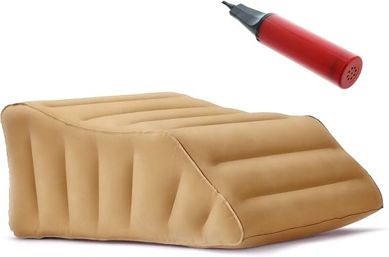 Lounge Doctor Inflatable Travel Leg Rest Wedge Pillow for Post Surgery with Pump Included, Inflates and Deflates for Easy Storage, for Leg Support,Leg Swelling, Small