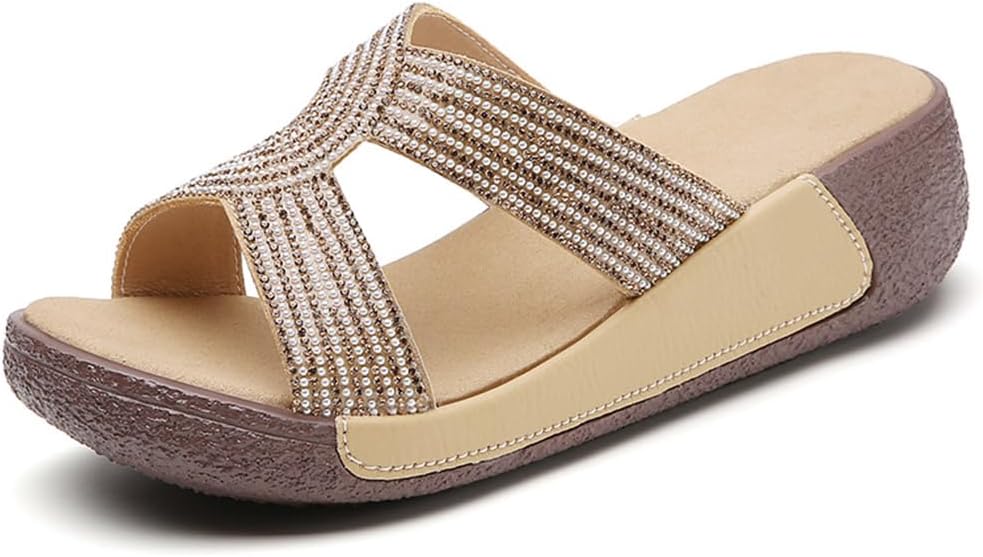Maylrvjv Womens Platforms Wedge Sandals Comfortable Lightweight Summmer Casual Slide Sandals Slip On Flip Flops