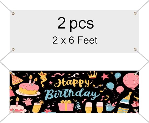 2 Pcs Large Sublimation Banner blank banners to decorate vinyl,2x6 Ft Polyester Oxford Cloth Blank Banner Signs with Hanging Ropes DIY Banners Sign for Business Office Supply for School Wedding