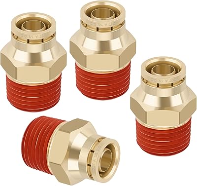 12 Quick Push to Connect Fittings Brass Union Straight Joint DOT Approved 12 Tube OD x 12 NPT Thread Air Line Adapter Air Suspension Kit for Truck Trailers and Air Brake System 4pcs