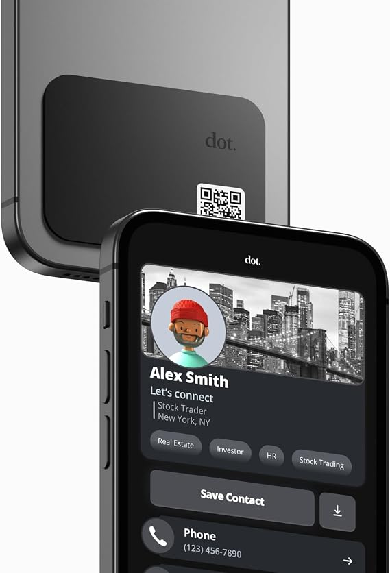 dot. Thin - Digital Business Card - Tap Compatible with iPhone & Android (Black)