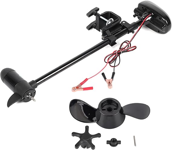 Qqmora 12 V 18 lbs Electric Brushed Trolling Motor with Dual Blade Propeller, Good for Inflatable Boats, Outboard Engine and Trolling Motor Mount