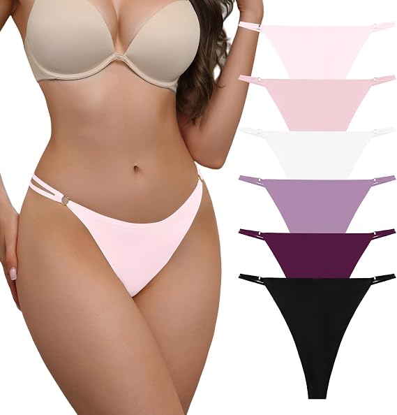 Seamless G-String Thongs for Women,T-Back Thong,No Show Underwear Stretch Comfortable Breathable Low Rise Panties