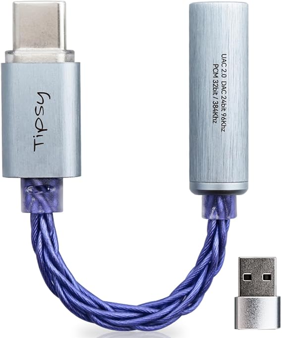 Tipsy Turbo 3 USBC to 3.5mm HiFi DAC Adapter, Dual DAC CX31993 + MAX97220, Compatible with iPhone 16/17 (USBC), Samsung/Pixel, iPad, Android, Laptops