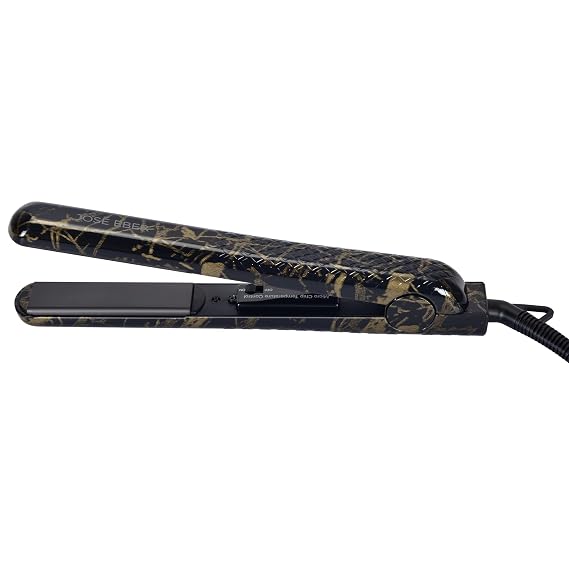 Jose Eber 1.25" Pure Ceramic Flat Iron, Black Marble Hair Straightener | Professional 450F Temperature Control, Floating Plates with Negative Ionic Tech for Frizz-Free Smooth Styling